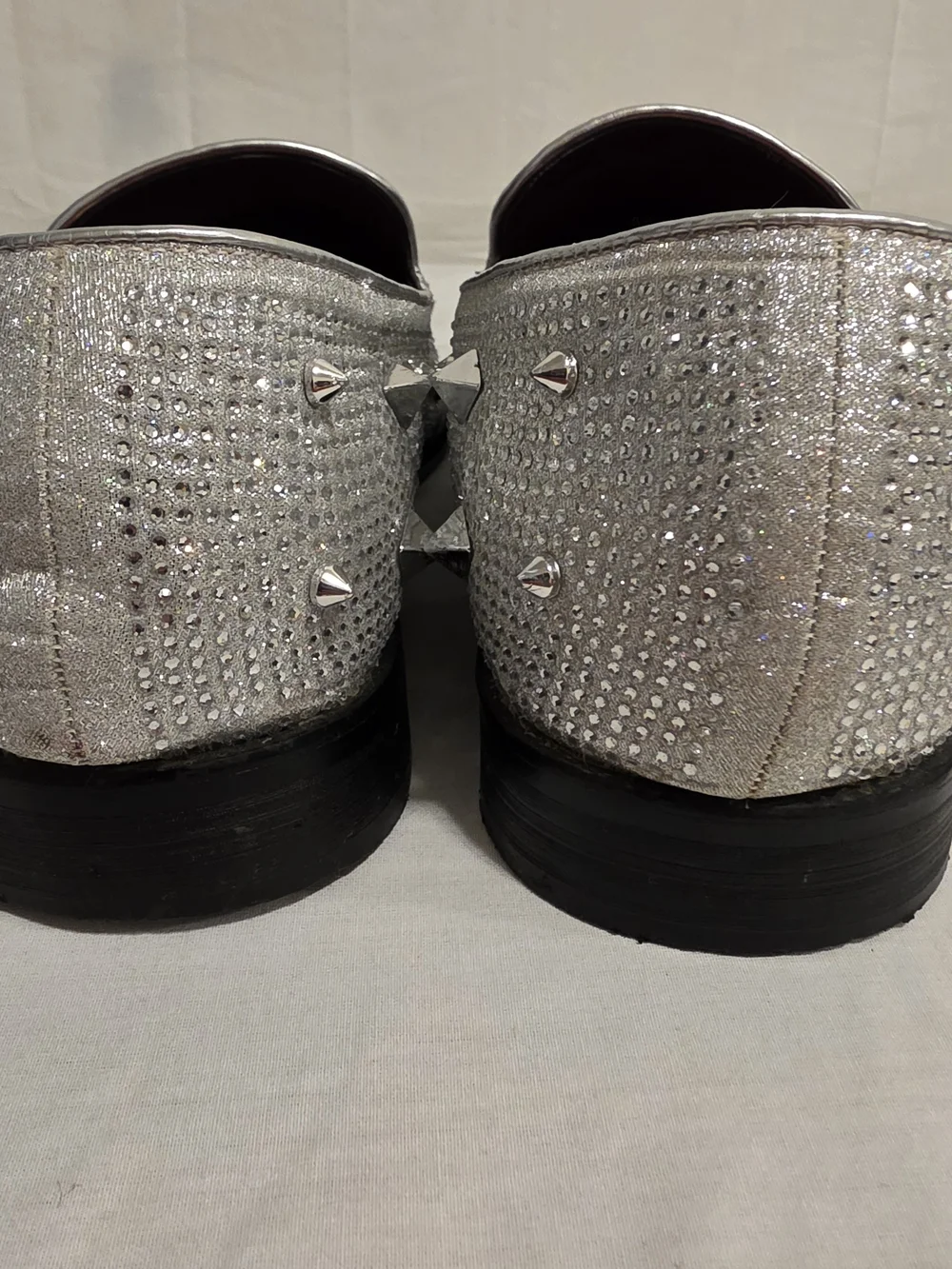 Alberto Fellini Silver Spike Glitter Dress Shoes Size 13 Display Show Stoppers!
